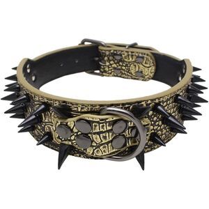 Leather, Spiked Studded Dog Collar for Medium Dogs, 24E-164PET002